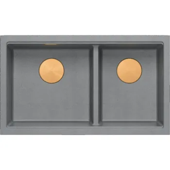 Granitový dřez Dvoukomorový dřez Quadron granit stříbrný