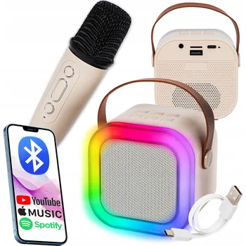 Bluetooth reproduktor BLUETOOTH REPRODUKTOR PŘENOSNÝ KARAOKE RGB MIKROFON MINI JACK USB SD