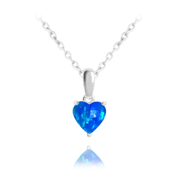 Náhrdelník Stříbrný náhrdelník pro maminku - srdíčko s modrým opálem