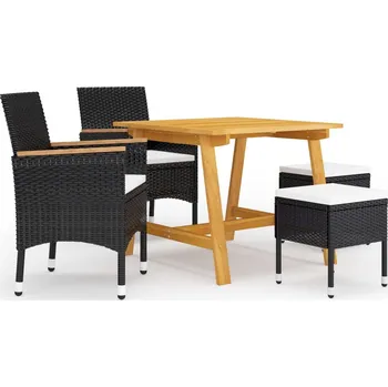 Zahradní sestava Nábytek XL 5dílný zahradní jídelní set černý 3068695