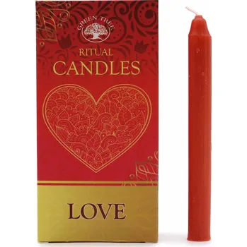 Svíčka Green Tree Ritual Candles Magické svíčky Love (Červená), 10 ks, 12 x 1 cm