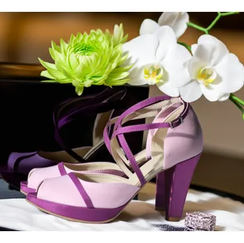 Dámské lodičky Dámské saténové boty na platformě - fialová mix Velikost obuvi: 35