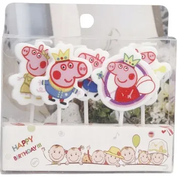 Dortová svíčka Svíčky na dort s motivem prasátko Pepa , 5 ks