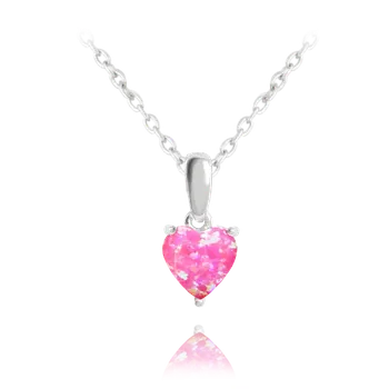 Náhrdelník Stříbrný náhrdelník pro maminku - srdíčko s růžovým opálem