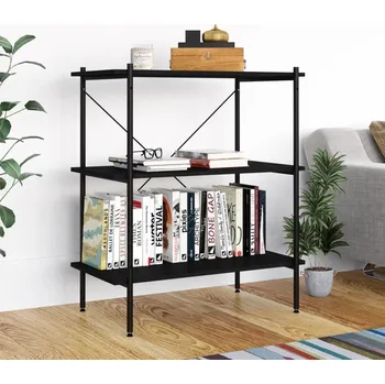 Knihovna Policový regál se 3 policemi černý 80 x 40 x 92 cm