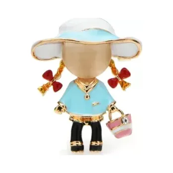 Brož Brož Holčička s copánky v modrém