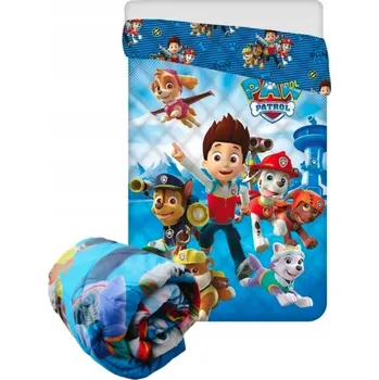 Prostěradlo Přehoz na postel Tlapková patrola pejsci modrý 140x200 dětský prošívaný