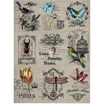 Umělecký papír Rýžový papír A4 -217 - Vintage etikety - Cadence