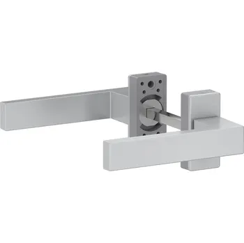 Dveřní kování hliníkové dveřní kování, sada klika - klika - hranatá rozeta, barva stříbrná, univerzální, vhodné pro montáž na pravé i levé dveře