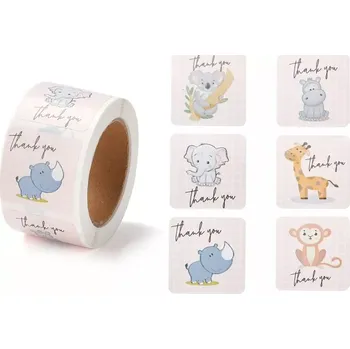 samolepka Dekorativní samolepky Děkuji Malá zvířátka Thank you - 100 ks
