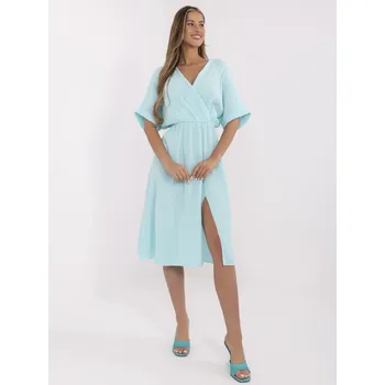 Dámské mušelínové šaty s krátkým rukávem MI-SK-121008.84 mátové uni Dámské šaty Dámské mušelínové šaty s krátkým rukávem MI-SK-121008.84 mátové uni