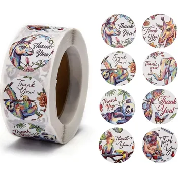 samolepka Dekorativní samolepky Děkuji se zvířaty Thank you - 100 ks
