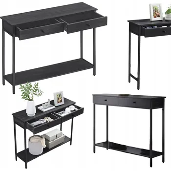 Konferenční stolek Konzolový Stolek Songmics černá, odstíny hnědé matné 100 x 80 x 27 cm