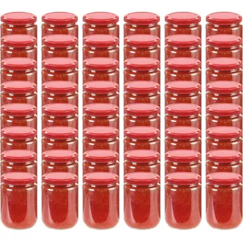 Dóza na potraviny vidaXL Zavařovací sklenice se mi víčky 48 ks 230 ml [50798] Barva: Červená