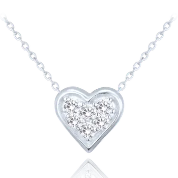 Náhrdelník Stříbrný náhrdelník pro maminku - srdíčko s čirými zirkony