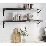 vidaXL Nástěnné police 2 ks 100 x 23,5 cm nerezová ocel [3214513] Barva: Černá