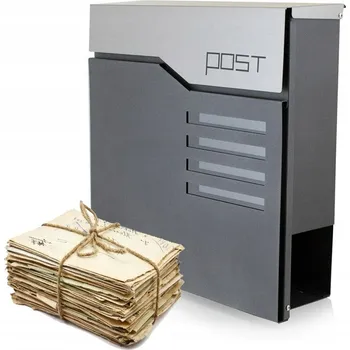 Poštovní schránka Šedá poštovní schránka Bituxx Poštovní schránka a držákem na noviny