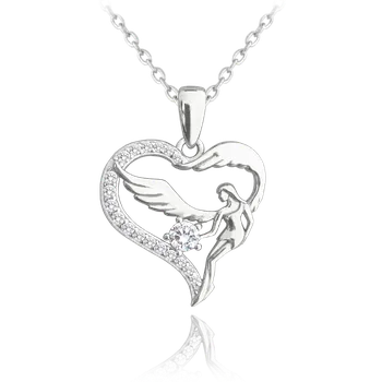 Náhrdelník Stříbrný náhrdelník pro maminku - anděl se zirkony