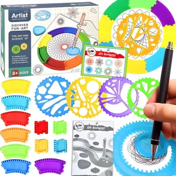 kreativní sada SADA NA KRESLENÍ PRO DĚTI SPIROGRAF ŠABLONY NA KRESLENÍ VZORY FIXY
