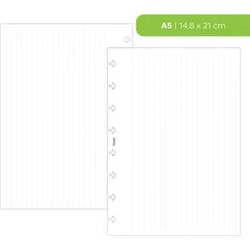 Kancelářské potřeby Fleppi Náplň do diáře - kolmo linkované listy Vyberte velikost náplně: A5 - 8 disků / Filofax Notebook