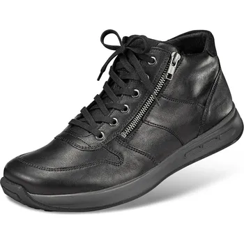 Pánská zdravotní obuv Pánská sportovní kotníková obuv se šněrováním a zipem, hladká useň, černá: 42