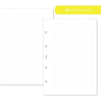 Náplň do diáře Fleppi Náplň do diáře - kolmo linkované listy - 8 mm Vyberte velikost náplně: A5 - 4 dírky