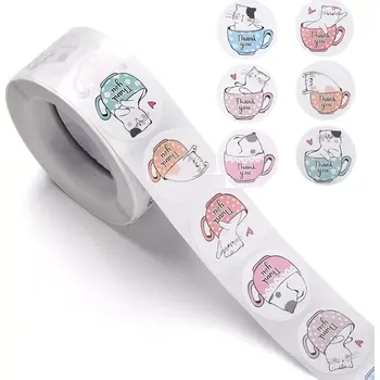 samolepka Dekorativní samolepky Děkuji s kočičkami Thank you - 100 ks