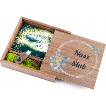 Krabička na zdjęcia + nadruk + Pendrive Svatba