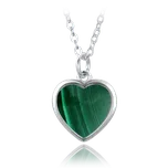 Stříbrný náhrdelník pro maminku - srdíčko s malachitem