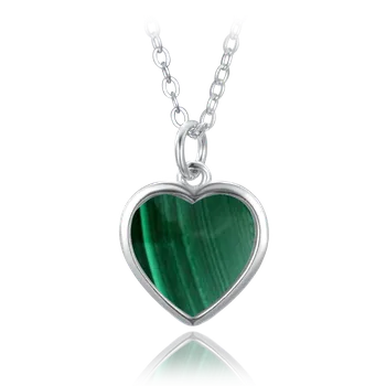 Náhrdelník Stříbrný náhrdelník pro maminku - srdíčko s malachitem