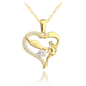 Náhrdelník Pozlacený stříbrný náhrdelník pro maminku - anděl se zirkony