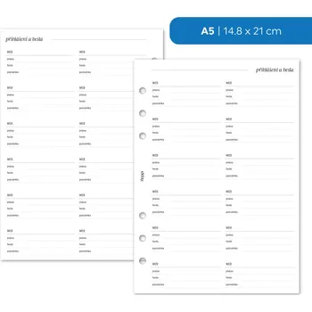 Náplň do diáře Fleppi Náplň do diáře - Přihlášení a hesla Vyberte velikost náplně: A5 - 6 dírek