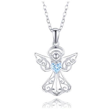 Náhrdelník Stříbrný náhrdelník pro maminku - anděl s modrým zirkonem
