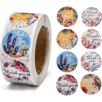 samolepka Dekorativní samolepky Děkuji s květinami Thank you - 100 ks