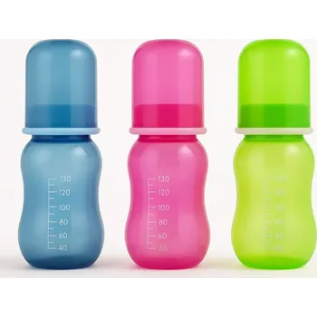 Kojenecká láhev BABY NOVA Lahev plast s potiskem 130ml 40105 modrá/zelená/růžová