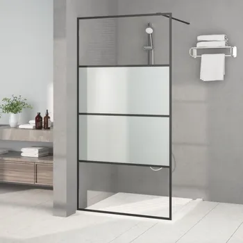 Sprchový panel Nábytek XL Sprchová zástěna walk-in černá 100x195 cm napůl mléčné ESG sklo 152127