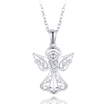 Náhrdelník Stříbrný náhrdelník pro maminku - anděl s čirým zirkonem
