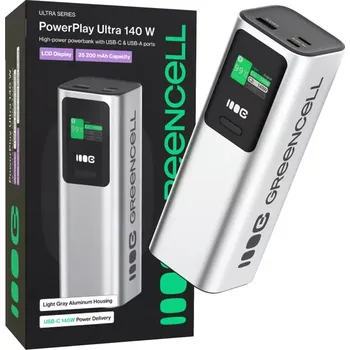 Powerbanka Greencell PowerPlay Ultra Powerbanka 25200mAh 140W PD USB C s rychlým nabíjením pro notebook, MacBook, iPhone 16 15 14 Pro Max