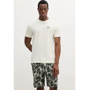 Pánské tričko Bavlněné tričko Gant béžová barva, s aplikací, 2003300 01X, vel. XL