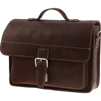 Kabelka VOOC Brašna s popruhem a klopou, pravá kůže; hnědá SKL