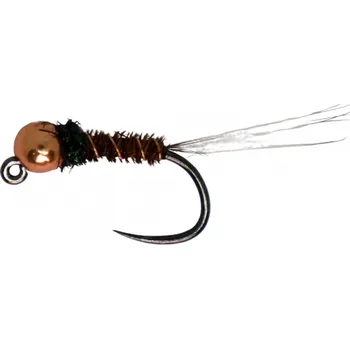 Rybářský háček Tungstenový jig Bažantí ocásek s měděnou hlavičkou a paví hrudí, vel. 14