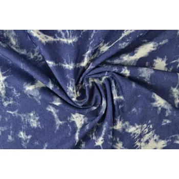 Riflovina praná košilová bílý abstrakt na modré