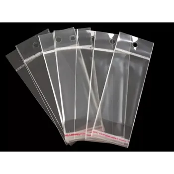 Sáček na potraviny Celofánové sáčky 7x9 cm s lepicí lištou a závěsem 100ks/bal