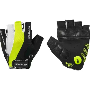 Cyklistické rukavice rukavice FORCE STRIPES gel, černo-fluo Velikost: S + Výměna dárku do konce ledna 2026