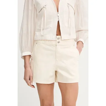Dámské kraťasy Džínové šortky Morgan dámské, béžová barva, high waist, SHOBO 08X, vel. 38