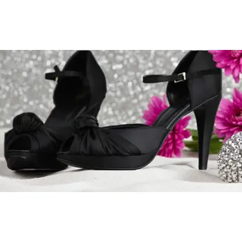 Dámské lodičky Saténové boty s ozdobným uzlem - černé Velikost obuvi: 34