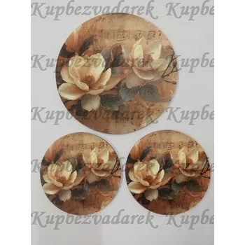 Podtácek - Květy noty Velikost: kruh 15cm + 2x kruh 10cm