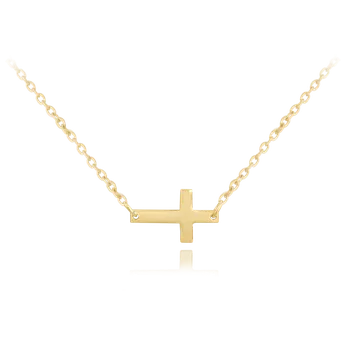 Náhrdelník Pozlacený stříbrný náhrdelník s ležatým křížkem