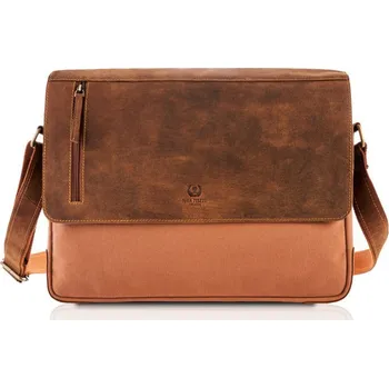 Kabelka Paolo Peruzzi Pánská městská taška s koženou klopou PERUZZI; světle hnědá SKL