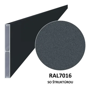 Plot Profil 160x16mm, L-6000mm, práškový lak, struktura RAL7016